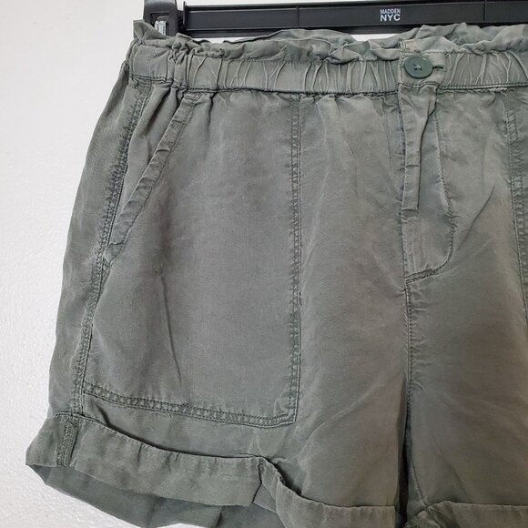 AERIE Women's S Elastic Pull On Shorts Pockets Casual Lightweight Olive Green - Picture 7 of 13